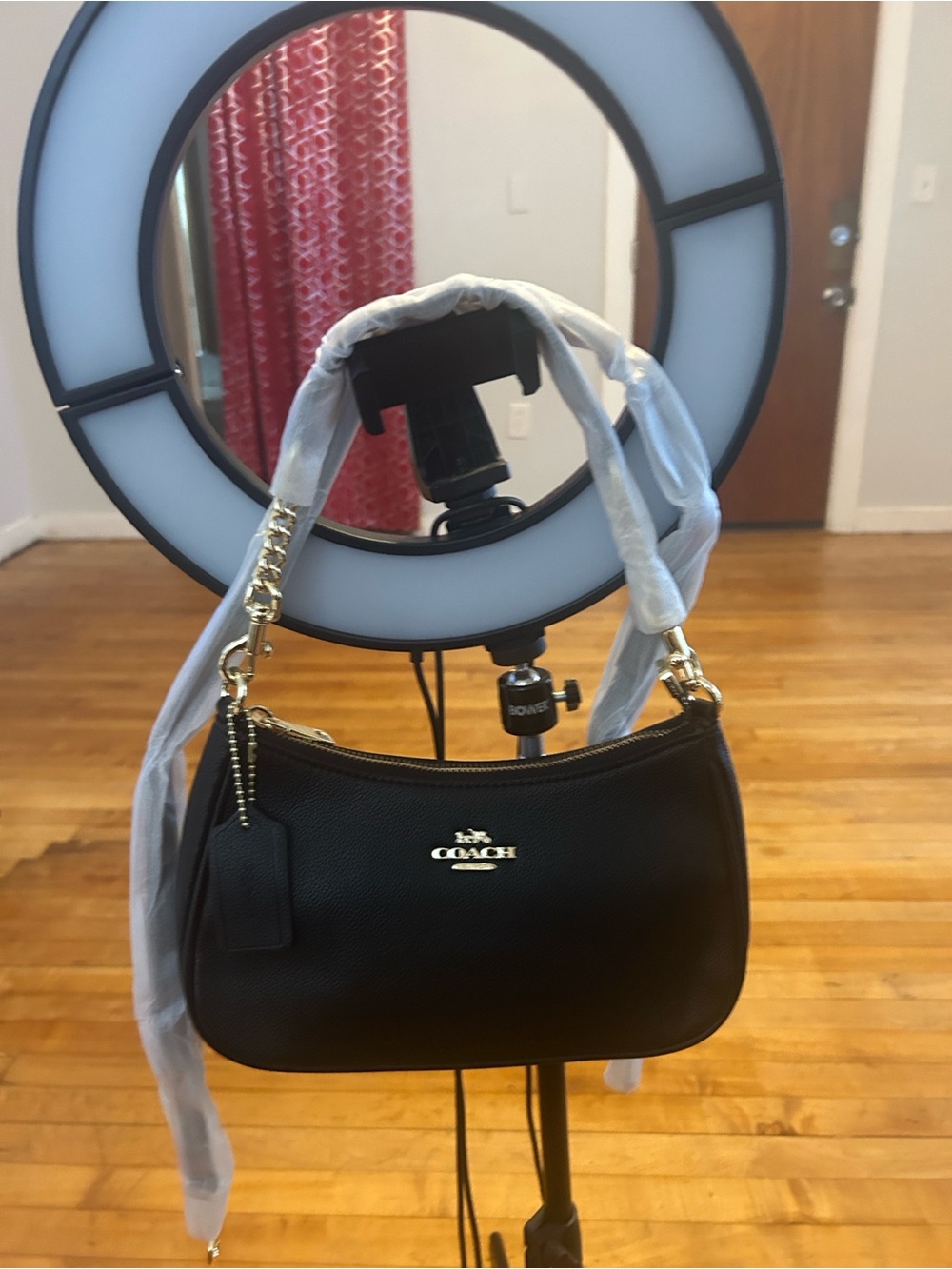Coach Black Pebbled Leather Shoulder Hobo with Gold Hardware